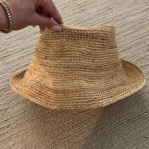 L SPACE Tan Woven Bucket Hat
